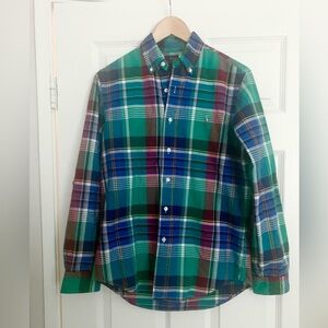 Polo Ralph Lauren Men’s Green and Blue Oxford Check Casual Button Down Shirt
